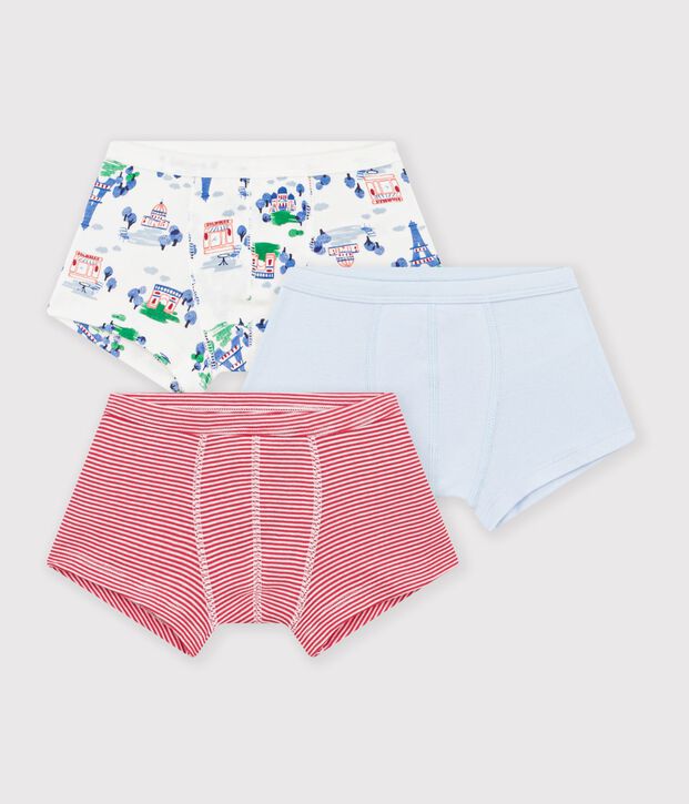 Set Kinder-Boxershorts mit &uuml;berzogenem Bund aus bedruckter Baumwolle vielfarbig