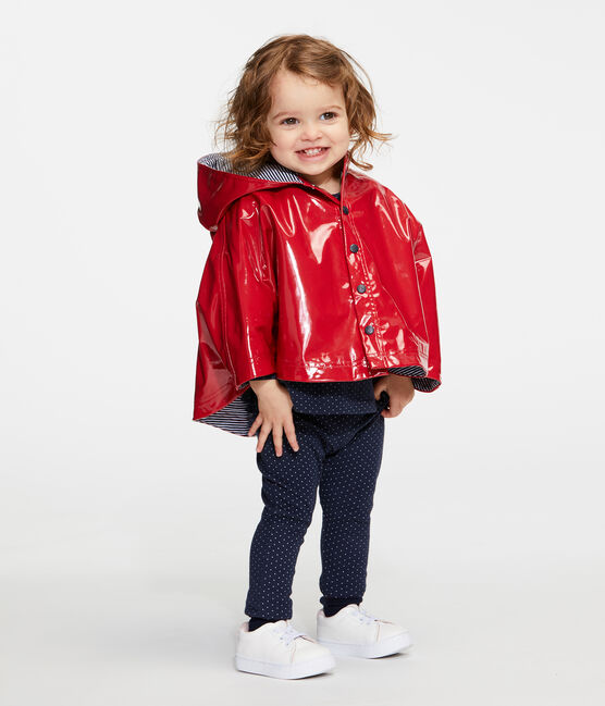 Lackiertes Baby-Regencape für Mädchen rot TERKUIT