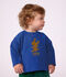 Lang&auml;rmeliges Baby T-Shirt aus einfarbiger Baumwolle mit Motiv blau