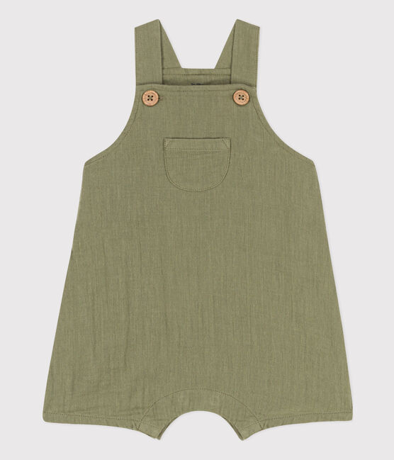 Kurze Baby-Latzhose aus Musselin grün MARECAGE