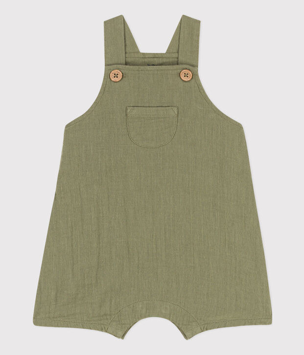 Kurze Baby-Latzhose aus Musselin gr&uuml;n