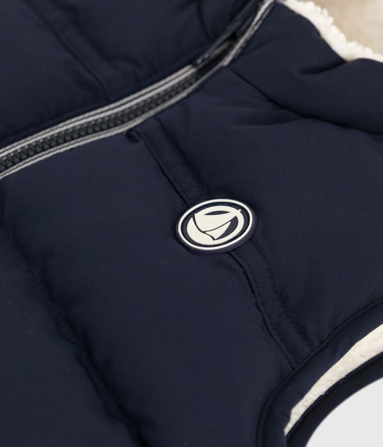 &Auml;rmellose Baby-Weste zum Wenden blau/naturfarben