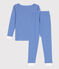 Kinderpyjama aus Baumwolle in schmaler Passform mit Streifen blau PERSE/weiss MARSHMALLOW