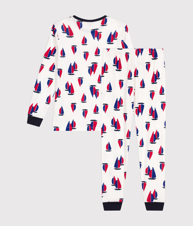 Kinder-Pyjama aus Baumwolle mit Schiffmotiv f&uuml;r Jungen weiss/vielfarbig