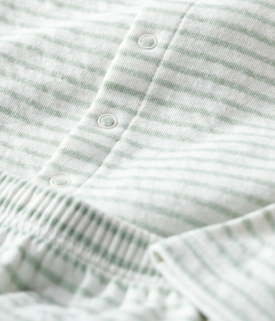 Zweiteiliges Baby-Set aus gestreiftem Bio-Doppeljersey weiss MARSHMALLOW/ HERBIER