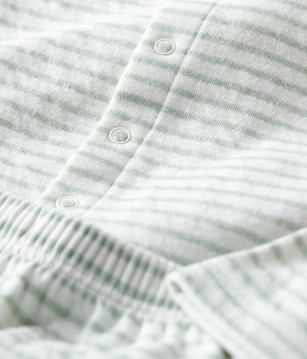 Zweiteiliges Baby-Set aus gestreiftem Bio-Doppeljersey weiss/gr&uuml;n