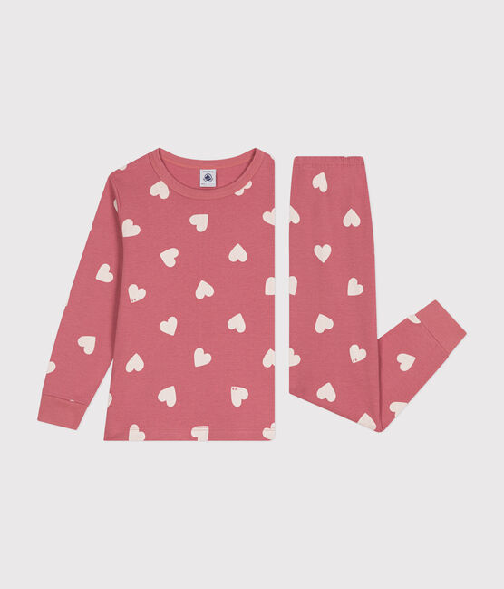 Kinder-Pyjama aus Baumwolle mit Herzmotiv rosa ROSEWOOD/ MARSHMALLOW