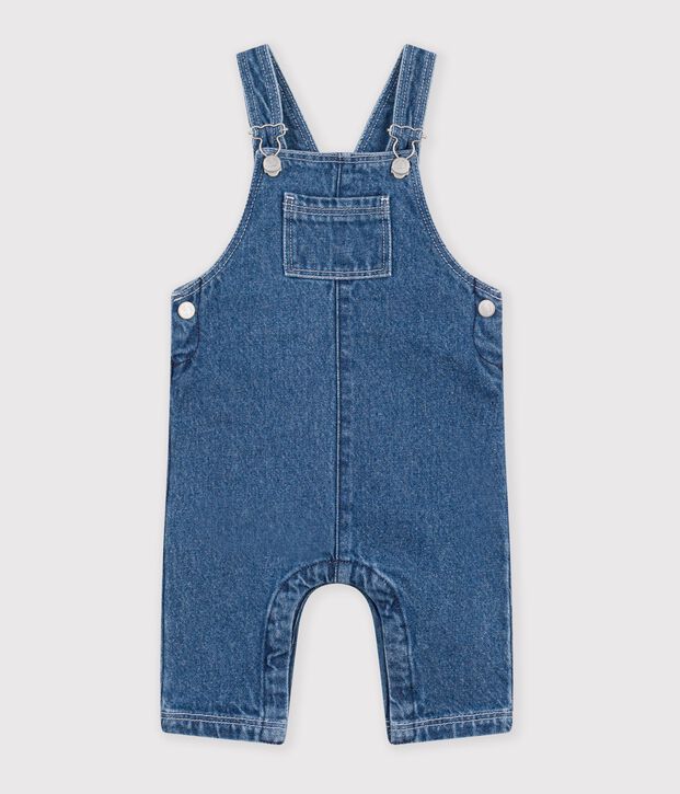 Langbeinige Baby-Latzhose aus Jeansstoff blau