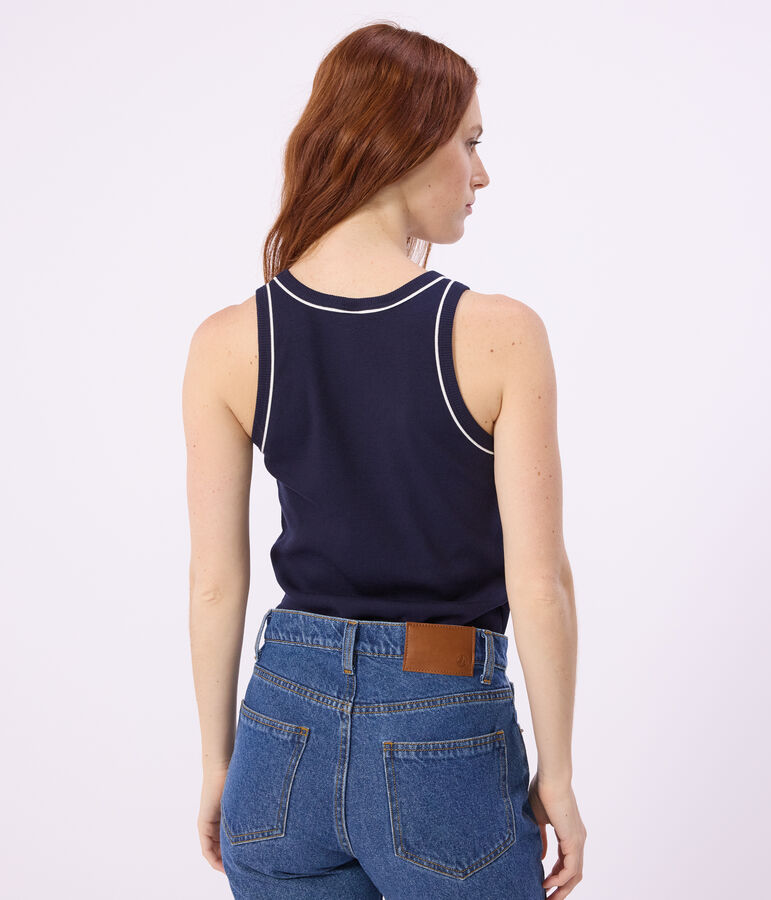 Damen-Tanktop aus einfarbiger Baumwolle blau