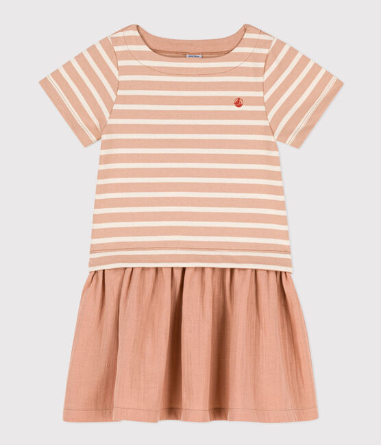 Kleid aus Bio-Baumwolljersey und -Musselinstoff für Mädchen VINTAGE/ AVALANCHE