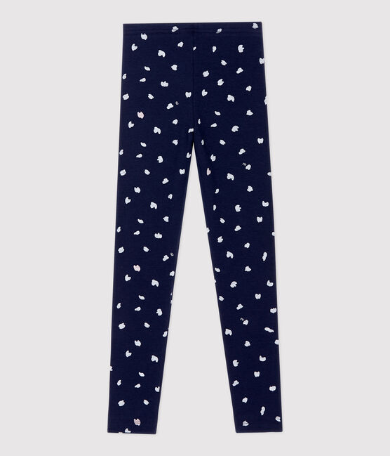 Kinder-Leggings aus Jersey-Elasthan für Mädchen blau SMOKING/weiss MULTICO