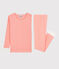 Snugfit-Kinderpyjama aus Baumwolle mit Ringelstreifen für Mädchen rosa PEACHY/weiss MARSHMALLOW