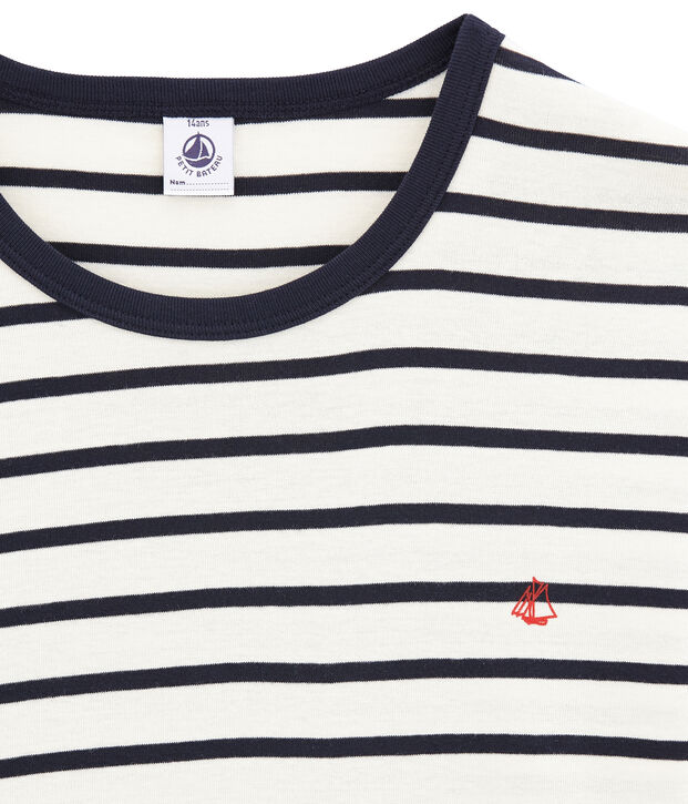 Kinderpyjama aus Rippstrick f&uuml;r Jungen weiss/blau