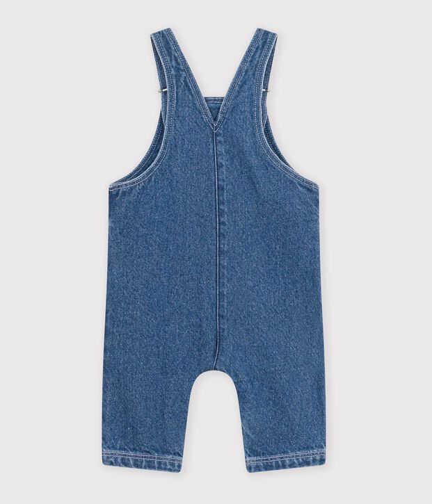 Langbeinige Baby-Latzhose aus Jeansstoff blau
