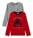 Set mit 2 T-Shirts für Jungen: mit Siebdruck + einfarbig