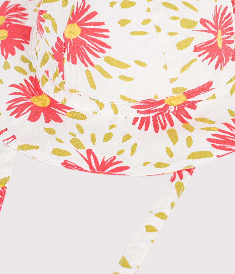 Breitkrempiger Baby-Sonnenhut aus Krepp mit Blumenmuster f&uuml;r M&auml;dchen weiss/vielfarbig