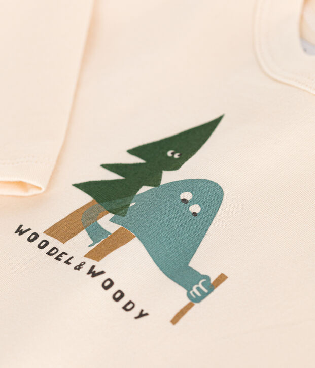 Lang&auml;rmeliges Baby T-Shirt aus feinem Jersey naturfarben