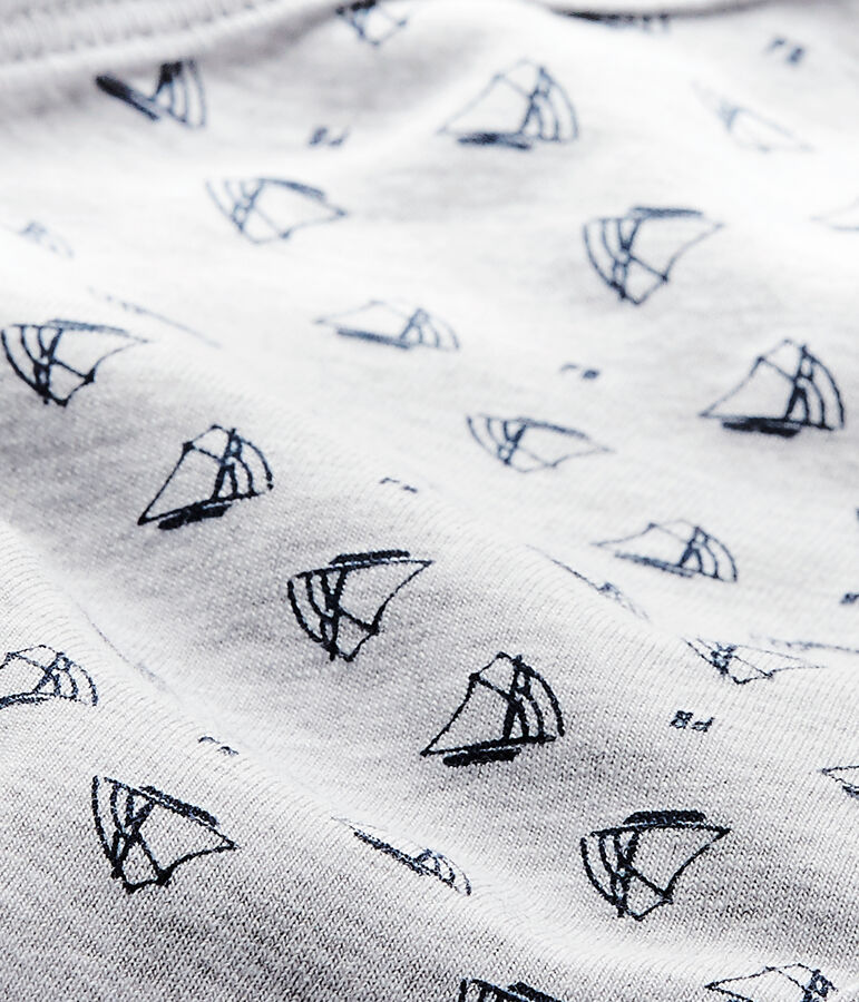 Bedruckter Baby-Jungen-Wickelbody mit kurzen &Auml;rmeln grau POUSSIERE/blau MEDIEVAL