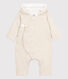 Langer Baby-Overall mit Kapuze aus Bio-Baumwolle in meliertem Grau.