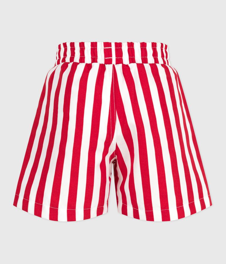 Kinder-Badeshorts mit Streifen weiss/rot