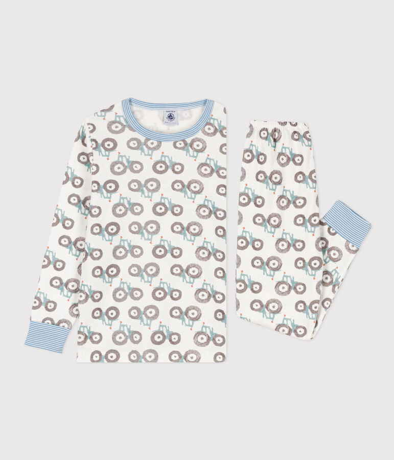 Kinderpyjama aus Baumwolle mit Trecker-Motiv weiss MARSHMALLOW/weiss MULTICO
