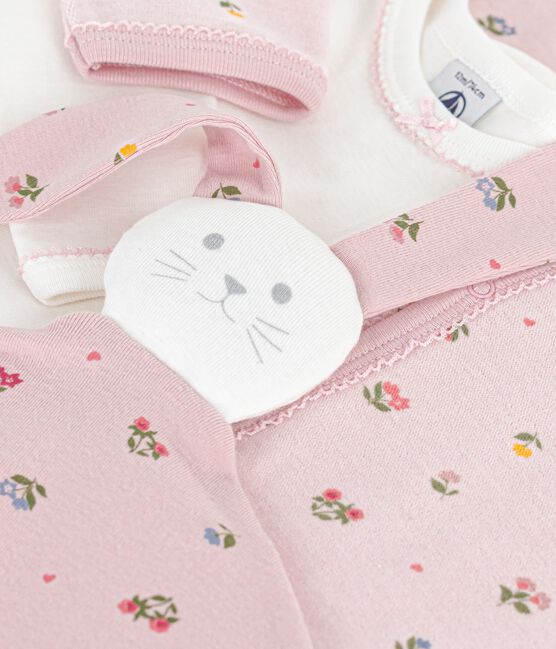Baby-Geschenkset aus Nicki mit Blumenmotiv variante 1