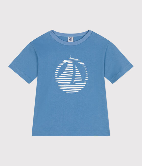 Kurzärmeliges Kinder-T-Shirt aus bedruckter Baumwolle blau ALASKA