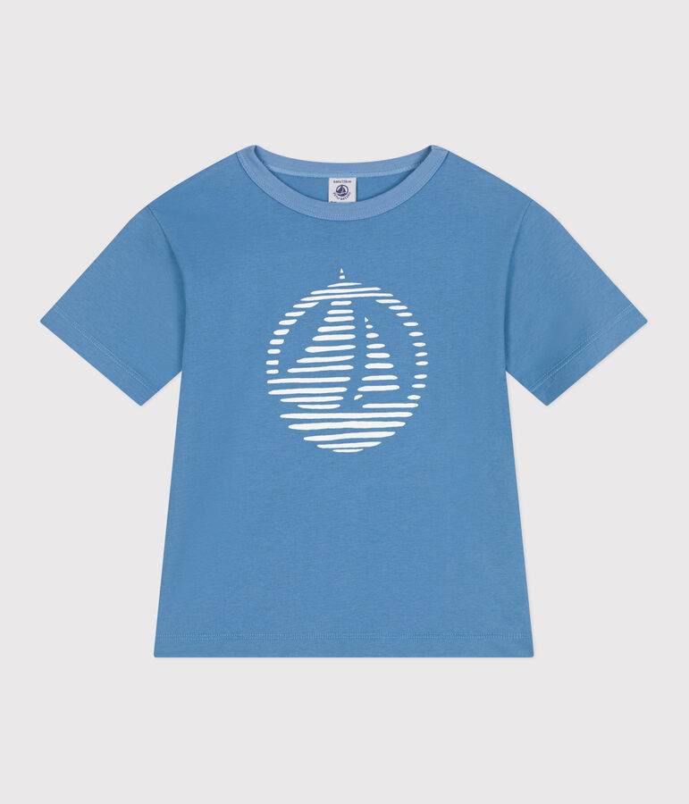 Kurz&auml;rmeliges Kinder-T-Shirt aus bedruckter Baumwolle blau