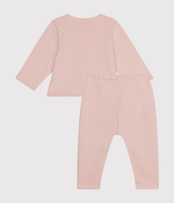 Babyset aus Cardigan und Hose aus Molton rosa SALINE