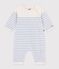 Baby-Overall aus Woll- und Baumwollstrick mit Streifen blau/blau