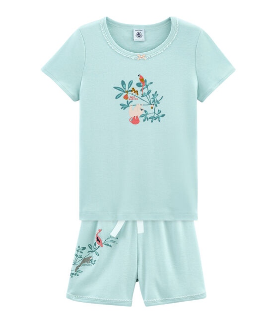 Rippstrick-Kurzpyjama für kleine Mädchen CRYSTAL