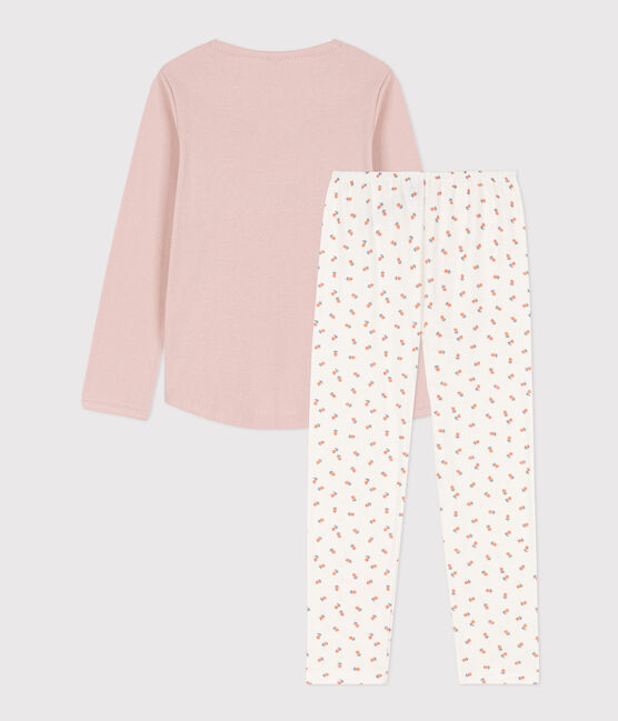 Kinderpyjama aus Baumwolle für Mädchen rosa SALINE/weiss MULTICO