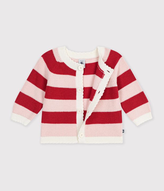 Baby-Cardigan aus Baumwolle mit Streifen rosa/rosa
