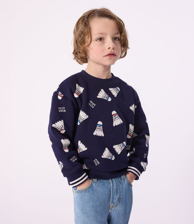 Kinder-Sweatshirt aus gemusterter Baumwolle blau/vielfarbig