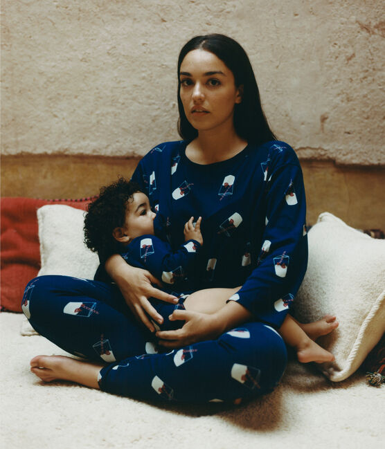 Still-Pyjama Tajinebanane × Petit Bateau blau MEDIEVAL/weiss MULTICO