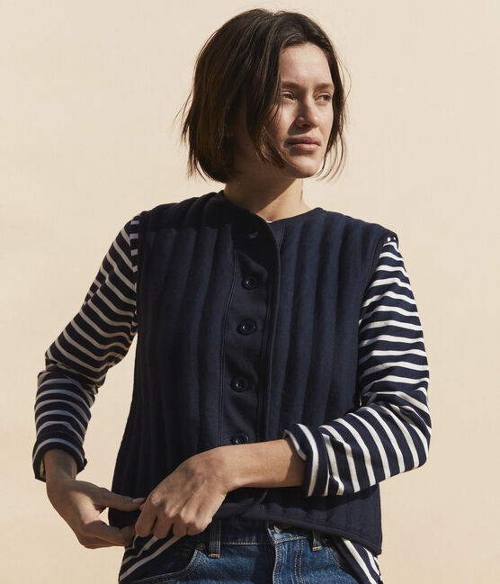 Flauschiger ärmelloser Damen-Cardigan blau SMOKING