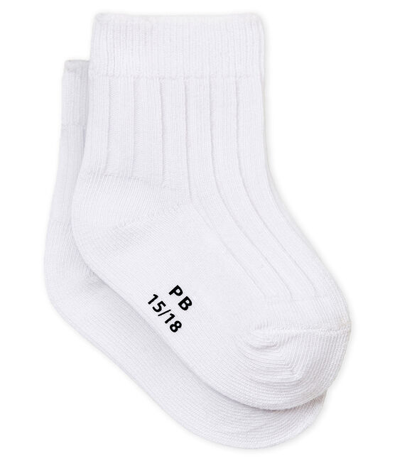 Gerippte baby-strümpfe unisex weiss ECUME