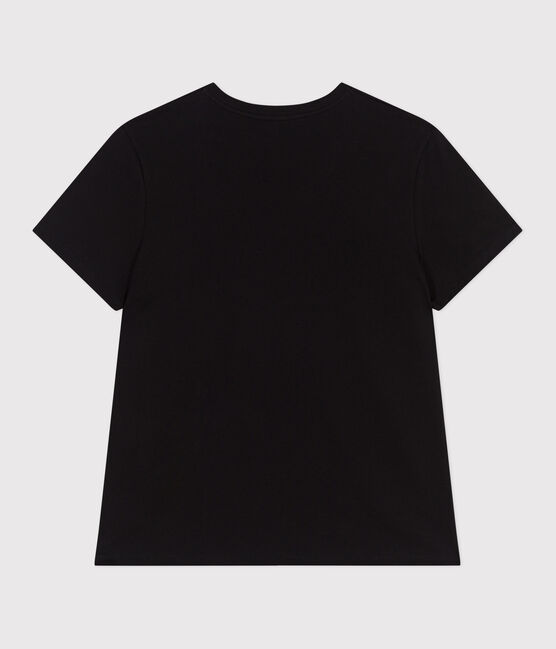 Damen T-Shirt Le Droit aus einfarbiger Baumwolle schwarz BLACK