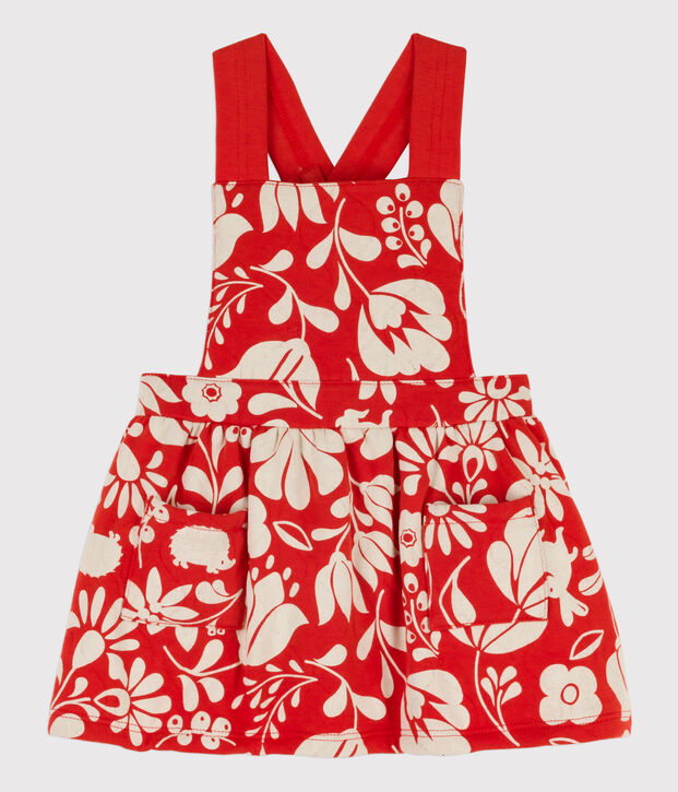 Bedrucktes &auml;rmelloses Babykleid aus gestepptem Doppeljersey orange/naturfarben