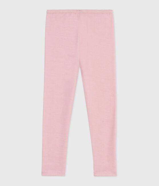 Kinder-Leggings aus einfarbiger Wolle und Baumwolle rosa JOLI