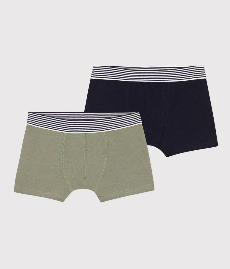 2er-Set einfarbige Boxershorts aus Baumwolle und Elastan f&uuml;r Jungen variante 1