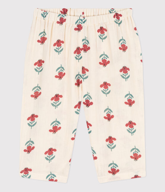 Baby-Hose aus bedrucktem Musselinstoff weiss AVALANCHE/ MULTICO