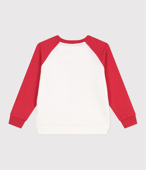 Kinder-Sweatshirt aus bedruckter Baumwolle rot MARSHMALLOW/ SPI