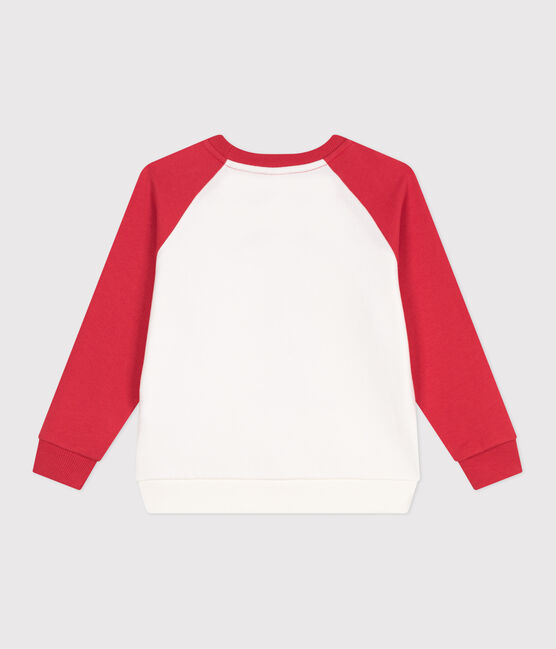 Kinder-Sweatshirt aus bedruckter Baumwolle rot MARSHMALLOW/ SPI