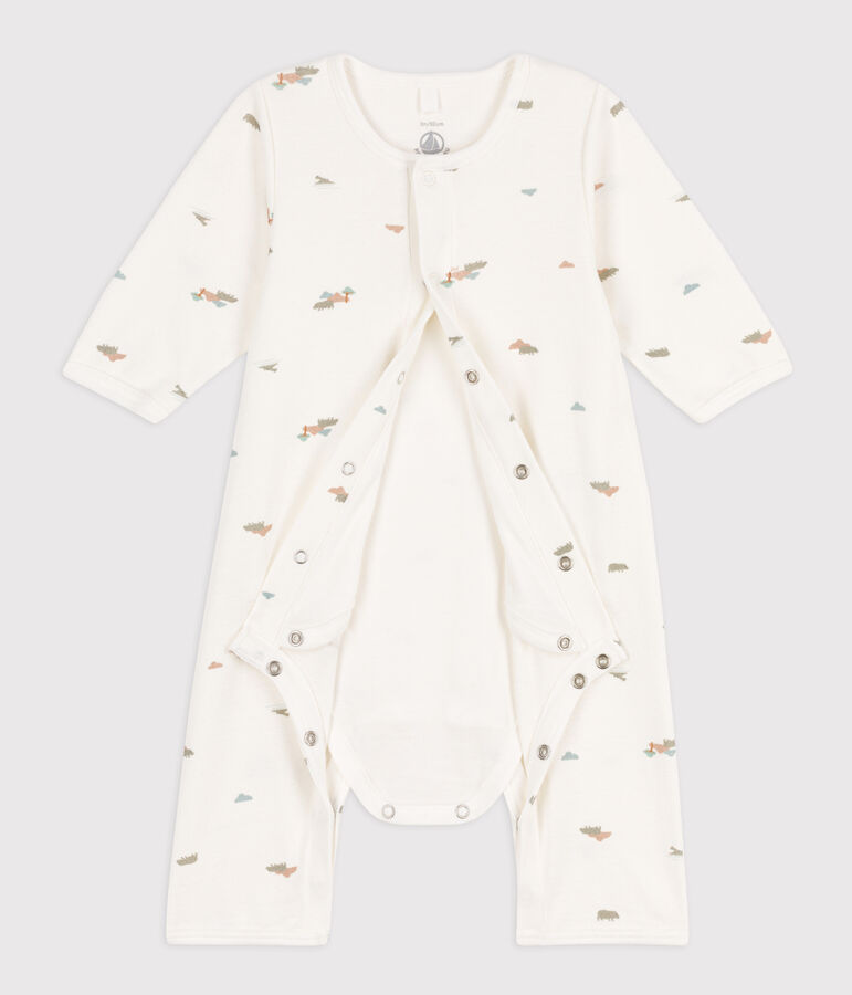 Baby-Bodyjama aus Baumwolle weiss/vielfarbig