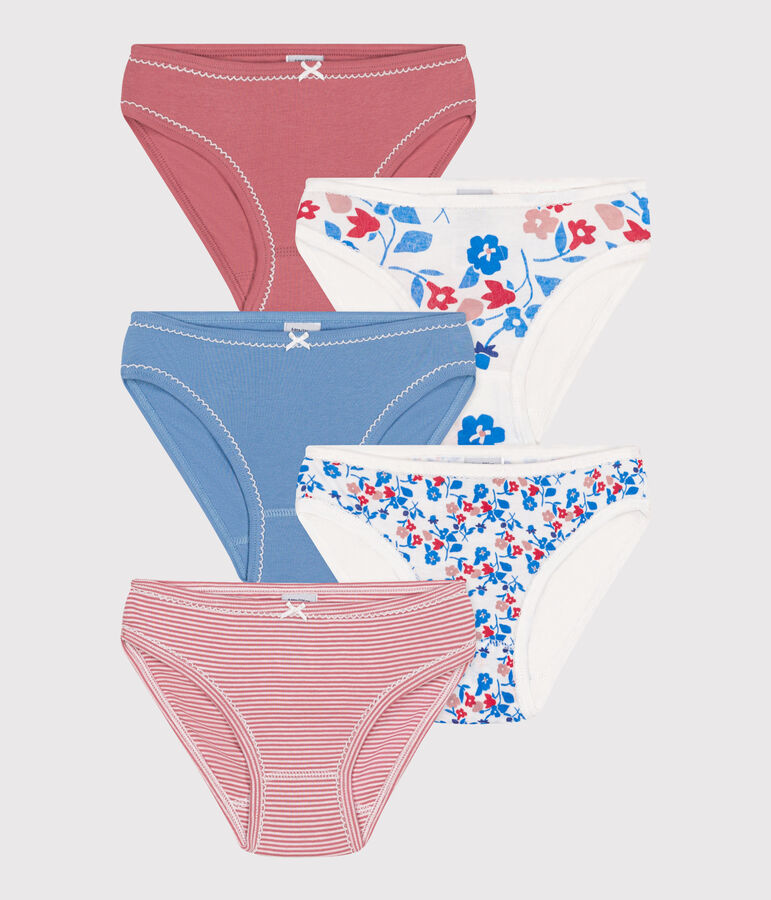 5er-Set Kinder-Slips aus Baumwolle mit Blumenmotiv vielfarbig