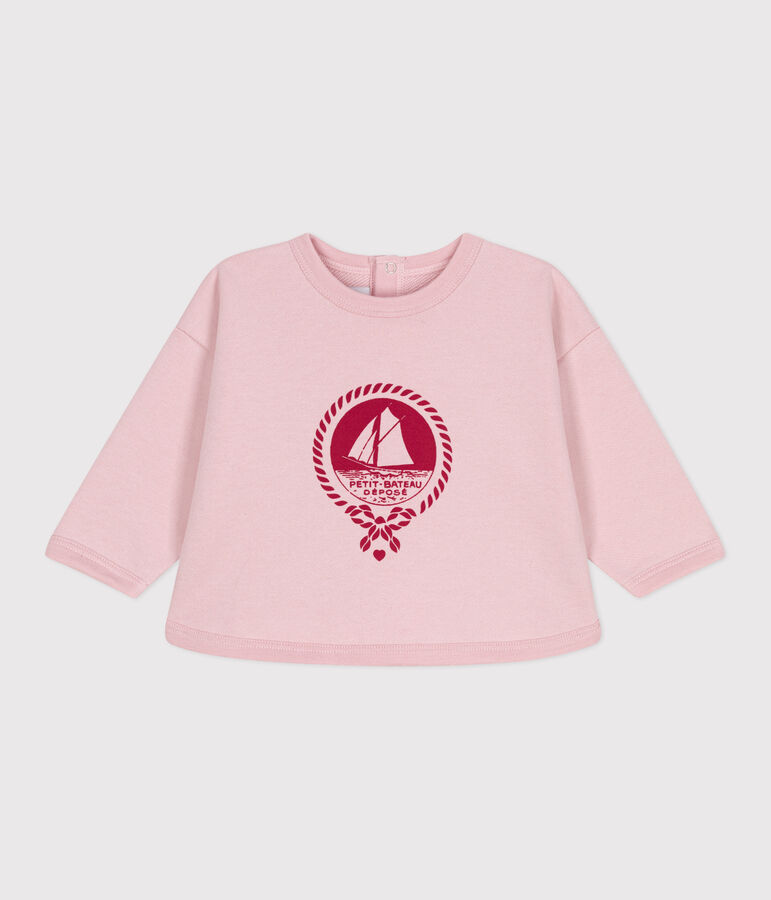 Baby-Sweatshirt aus Baumwolle mit Petit Bateau Vintage-Motiv rosa