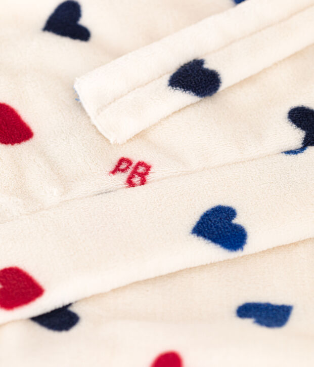 Morgenmantel aus Fleece naturfarben/vielfarbig