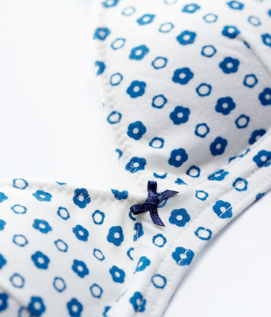 BH mit Pads aus Bio-Baumwolle und Elasthan mit floralem Print für Mädchen weiss MARSHMALLOW/ MALLARD