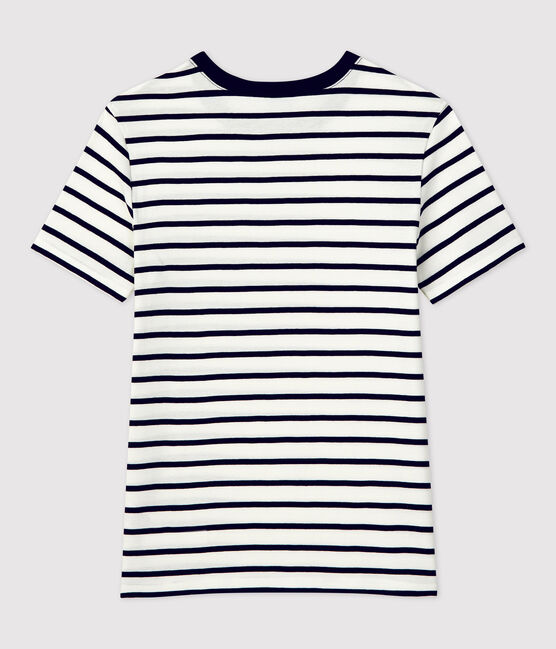 T-Shirt L’ICONIQUE aus Baumwolle mit rundem Ausschnitt für Damen weiss MARSHMALLOW/blau SMOKING